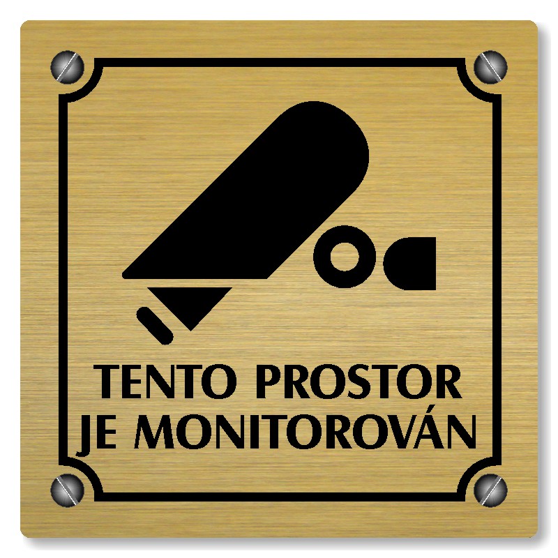Tento prostor je monitorován, 80x80mm, zlatá, Kansas